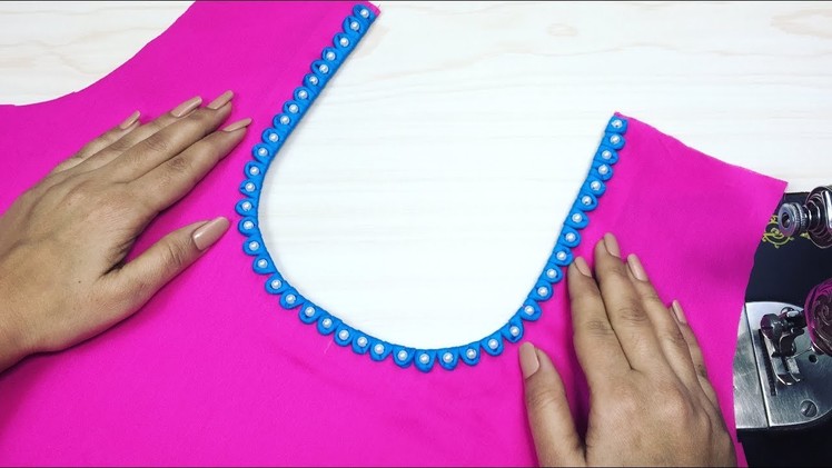 Beautiful Round Dori Neck Design Cutting and Stitching