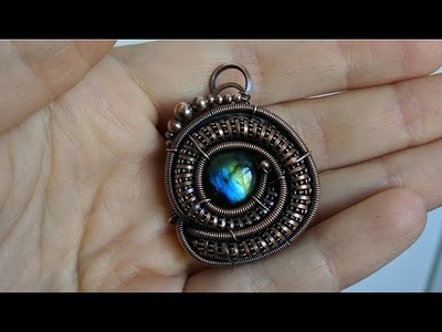 Coiled Circular.Round Heady Cabochon Pendant Wire Wrapping tutorial