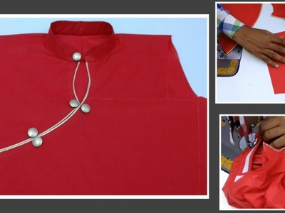 Collar Kurti Neck Design with piping and buttons