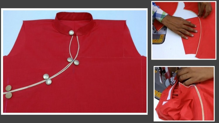 Collar Kurti Neck Design with piping and buttons