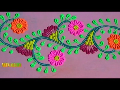 Easy Border Rangoli tutorial with bangles. Side Kolam designs