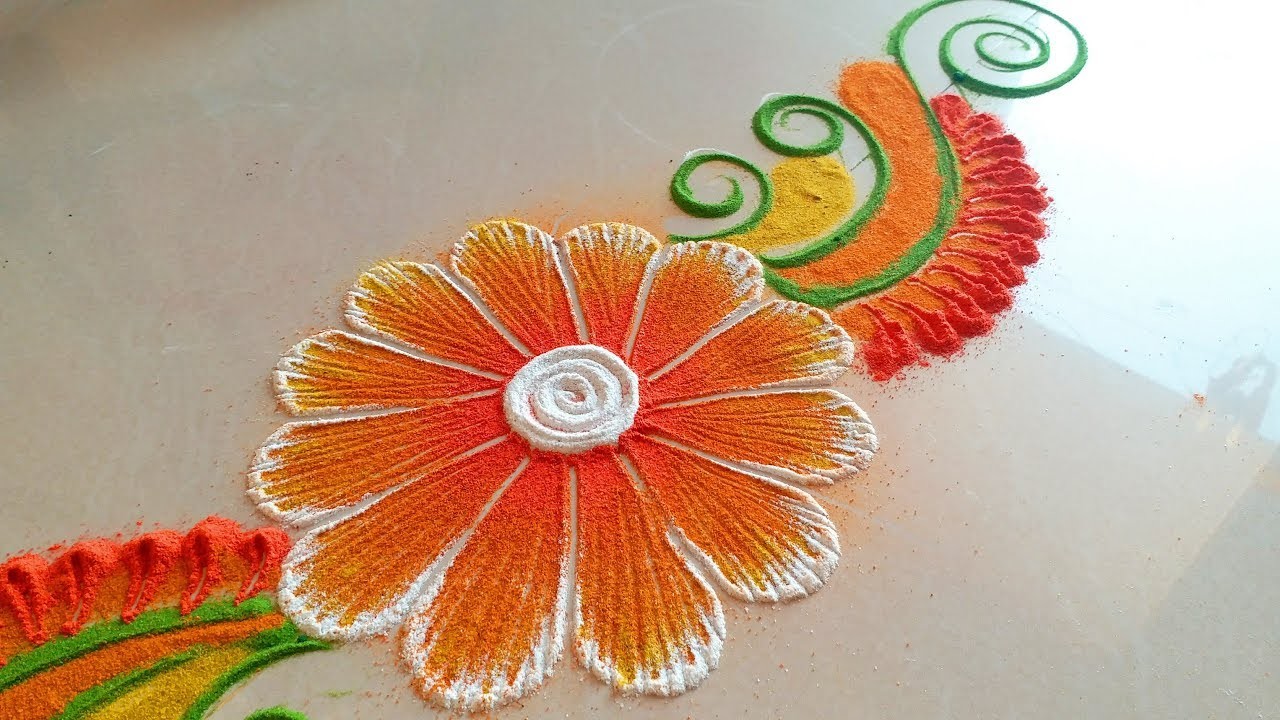 Easy Simple Beautiful Rangoli Designs With Colours Easy Kolam For