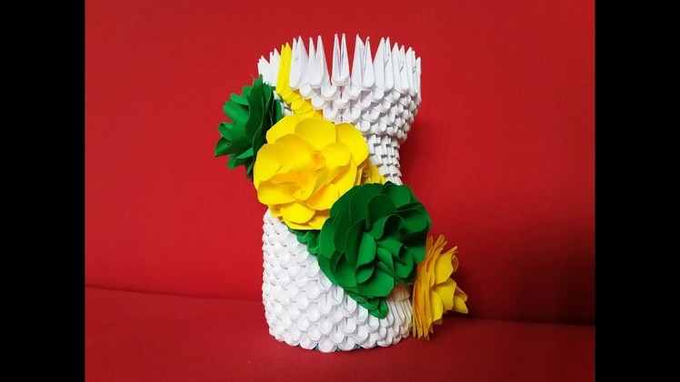 Flower vase Origami 3D - vaza cu flori origami 3D