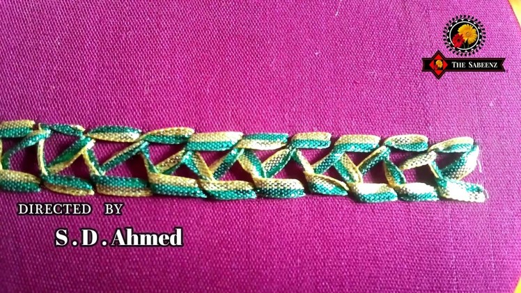 Gota embroidery - closed feather stitch