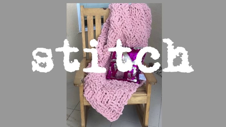 Hand knit basket weave blanket