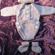 Hand knitted Bodysuit for Baby Reborn 17-19 Inch Doll Denim Blue