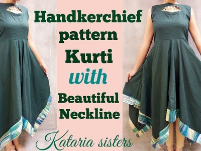 Handkerchief pattern kurti with stylish neck design