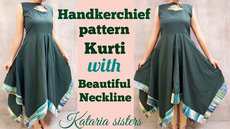 Handkerchief pattern kurti with stylish neck design