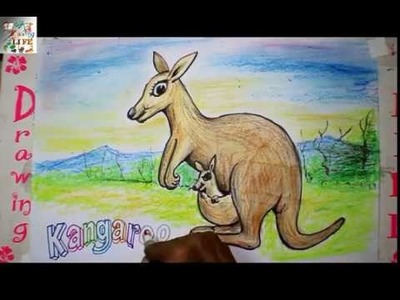 How to draw Kangaroo with baby step by step for kids easy drawing|Teaching Kids drawing