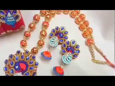 Isha Fashions | Designer necklace bangle set | Peacock design Silk thread jewellery