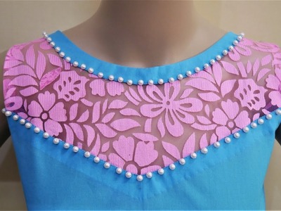 Latest Neck Design (Boat Neck) With Net Cutting And Stitching
