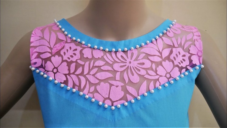 Latest Neck Design (Boat Neck) With Net Cutting And Stitching