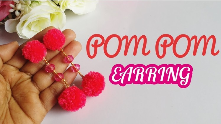 Make EARRINGS in 5 MINUTES | Pom Pom Earrings Using WOOLEN THREAD | Easy Design For Girls|Teenagers!