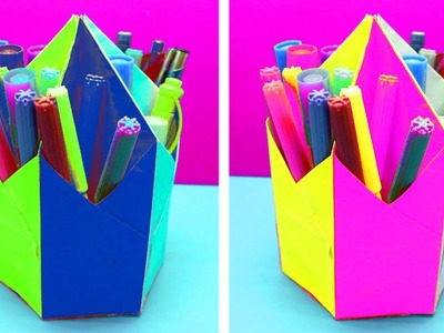 PAPER PEN HOLDER | How To make a Origami Pencil Holder Craft Ideas | EMMA DIY #36