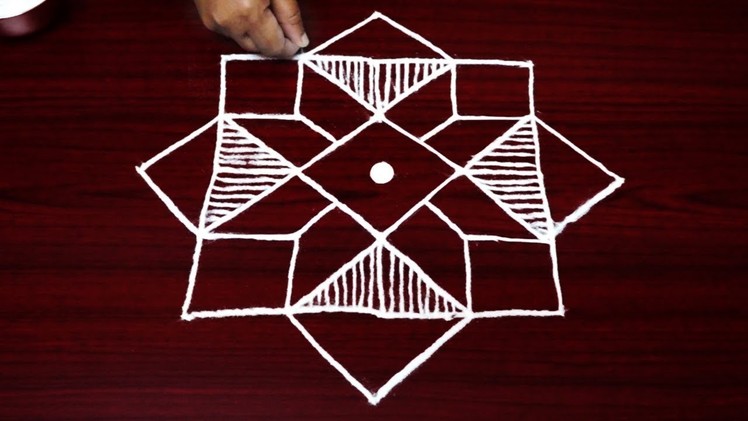 Simple rangoli designs with 7 to 1 dots - beautiful kolam designs - muggulu designs for beginners