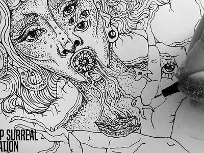Speed Up Surrealism | Doodle Art Zentangle Art Video Drawing Process B&W Illustration Timelapse
