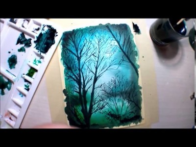 Watecolor Art #2 - Blue Forest (Timelapse)