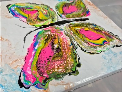 Acrylic Pour Painting: Turning A Puddle Pour Into A Multi-Colored Butterfly With Cells