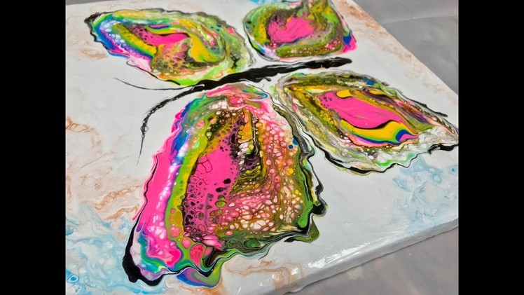 Acrylic Pour Painting: Turning A Puddle Pour Into A Multi-Colored Butterfly With Cells