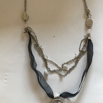 Black Rİbbon Metal Necklace
