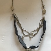 Black Rİbbon Metal Necklace