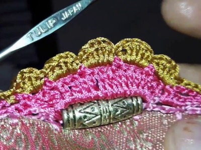 Crochet half flower petal design for saree kuchu part 2