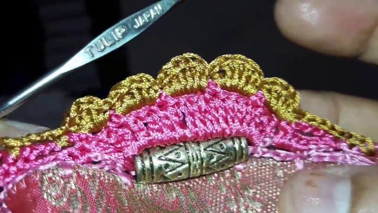 Crochet half flower petal design for saree kuchu part 2