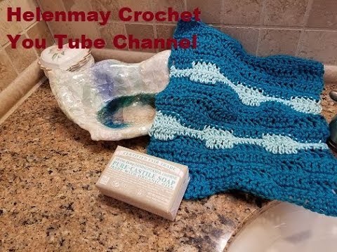 Crochet Waves Tawashi or Kitchen Hot Pad diy video tutorial