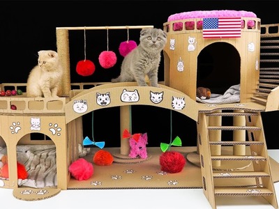 DIY Amazing  Cat House for Two Beautiful Kittens
