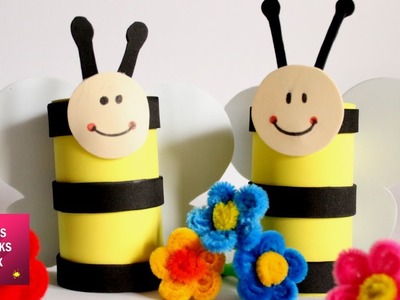 DIY : How to make a bee using toilet paper roll. Spring crafts
