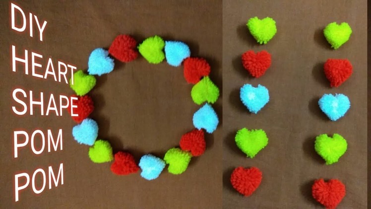 Diy – How To Make Heart Shape Pom-Pom || Woollen Flower || Hand Made Pom-Pom.