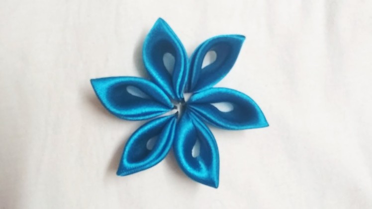 Diy kanzashi ribbon flower. how to make ribbon flower. kanzashi flowers tutorial. Preeti Chauhan