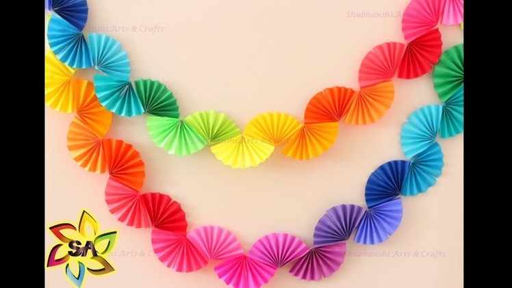 DIY Paper Rainbow Fan Garland for Party Decor | Paper Craft decoration idea