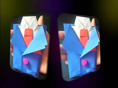 DIY Suit-Tuxedo Greeting Card Tutorial | Tie Shirt Jacket Origami Paper for ❤Happy Father’s Day