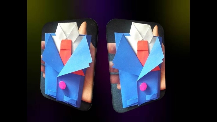 DIY Suit-Tuxedo Greeting Card Tutorial | Tie Shirt Jacket Origami Paper for ❤Happy Father’s Day