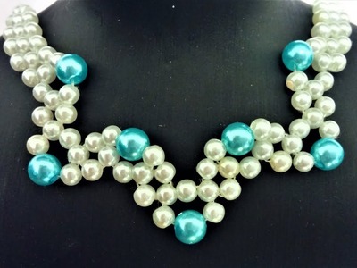 Easy and elegant DIY necklace.  How to make a necklace with pearl beads.
