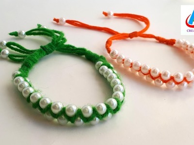 Friendship bracelets.how to make bracelets.friendship band.crossed bracelet with pearls tutorial