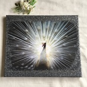 Hand Crafted white peacock canvas wall art