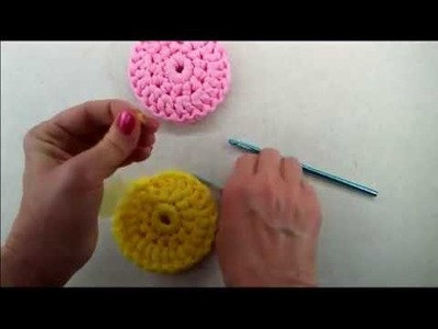 How to Crochet a Round Dish Scrubber with Tulle ( Dish Scrubby Tutorial )