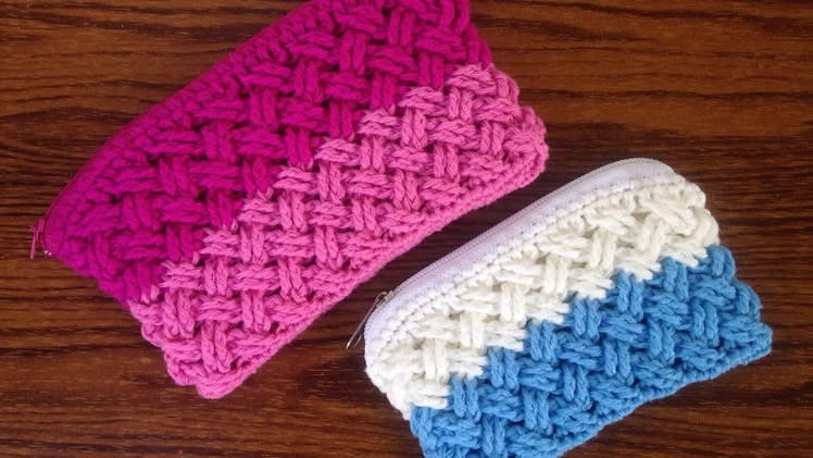 How to Crochet Celtic Weave Stitch Purse with Zipper