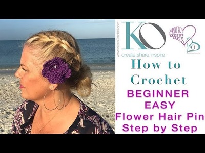 How to Crochet Flower Hair Pin for Beginner Step by Step Easy Beautiful All Ages