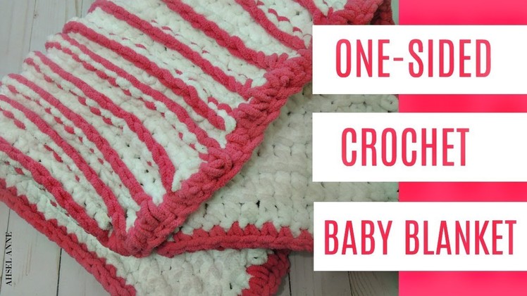 HOW TO CROCHET ONE SIDED STRIPED BABY BLANKET