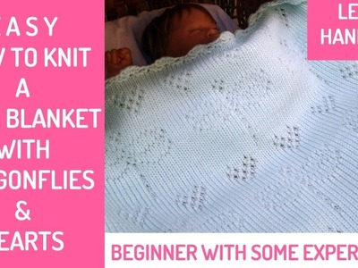 How to Knit a Dragonflies Baby Blanket - LEFT HANDED Version