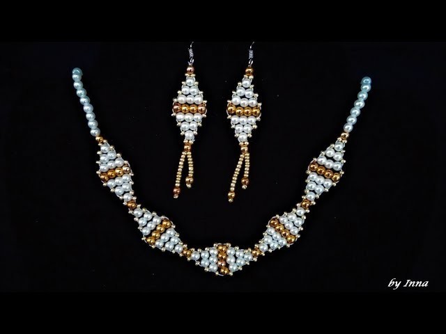 How to make beaded necklace and earrings tutorial