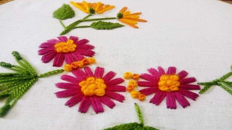 How to make Chicken stitch flower design hand embroidery video tutorial
