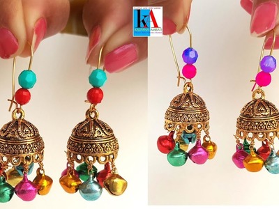 How to make earrings hooks for jhumkas. hook style jhumkas simple and easy at home
