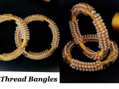 How To Make Stone Bangles At Home||Making Silk Thread Bangles With Pearl Stone&Stone chain