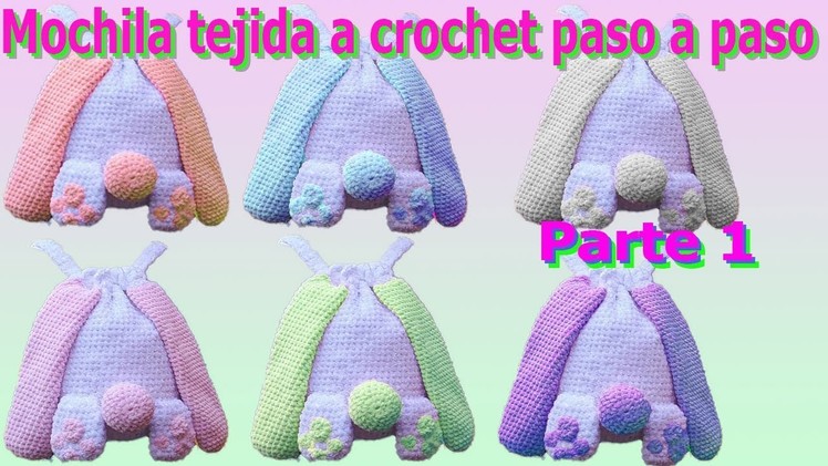 Mochila o bolso tejido a crochet o ganchillo parte #1. Backpack knitted crochet part 1 hobby time