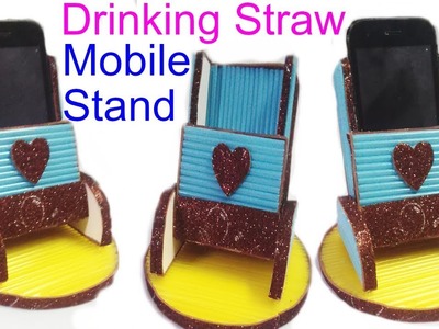 New amazing drinking straw crafts idea #cool craft # best out of waste |skill utopia | mobile stand