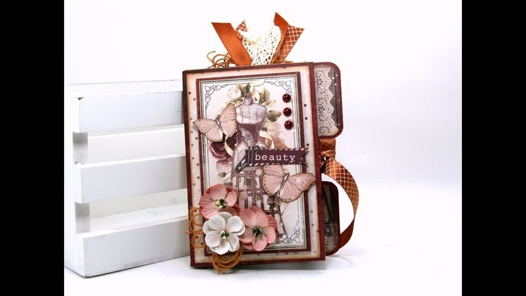 Wallet Fold Mini Album Charmed  BoBunny Polly's Paper Studio Tutorial Handmade DIY Scrapbook Recycle